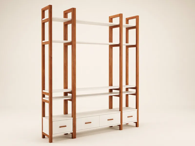 Mueble de TV Madera y Blanco